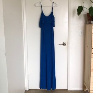 Blue low back fitted maxi dress
